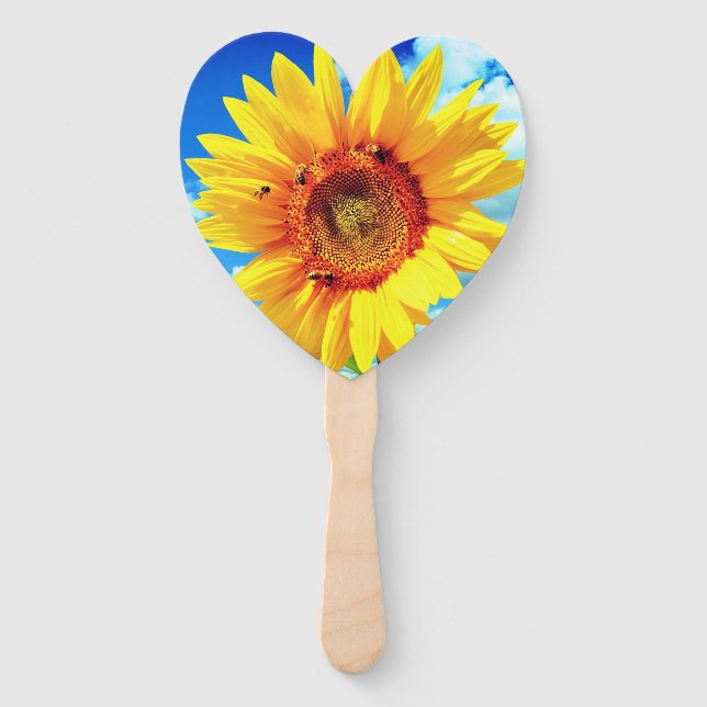 Sunflower and Bees Hand Fan (Front)