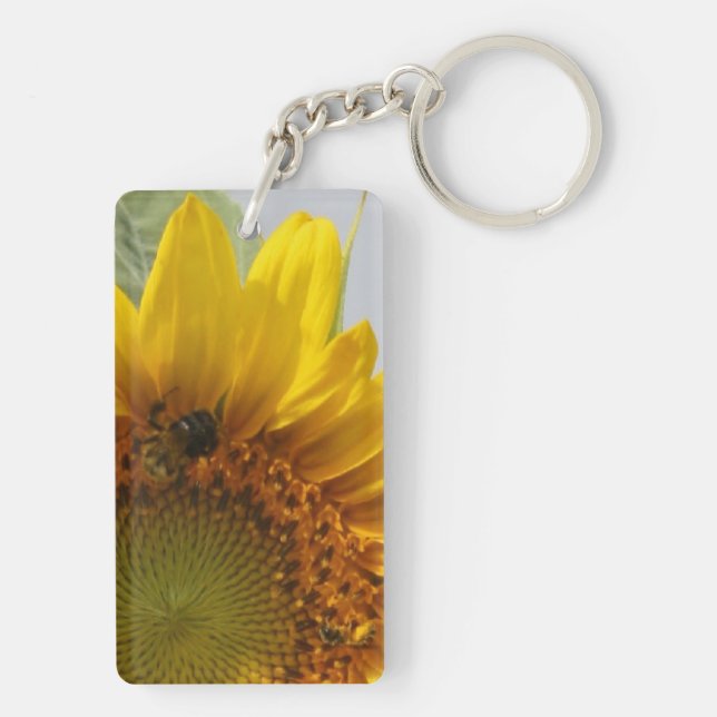 Sunflower and Bees Keychain (Back)