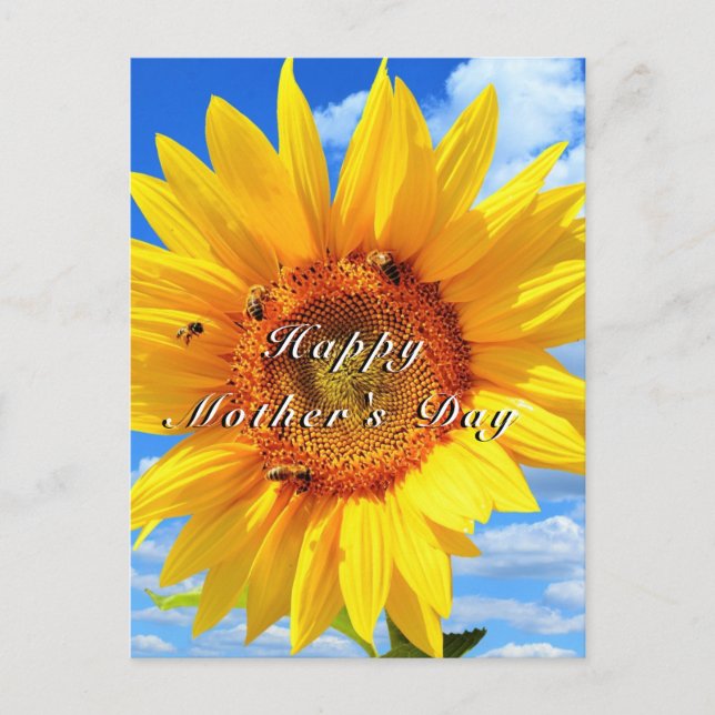 Sunflower and Bees Mother's Day Postcard (Front)