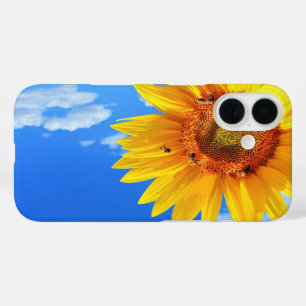 Sunflower and Bees On Blue Sky iPhone 16 Case