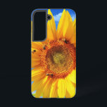 Sunflower and Bees on Blue Sky Samsung Galaxy Case<br><div class="desc">Yellow Sunflower and Bees on Blue Sky - Summer Day - Photo Flower Nature - You can also personalize - Choose / Add Your Unique Photo - Image / Text - Name / Colour / Font / Size / more - Make Your Special Gift - Resize and move or remove...</div>