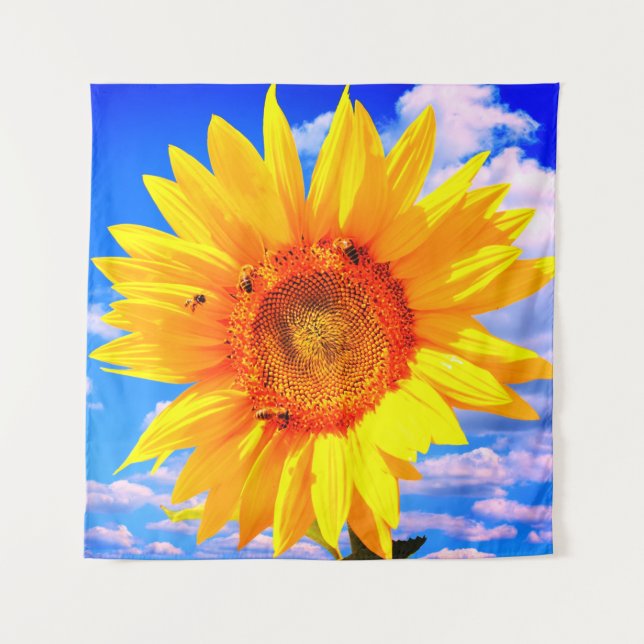 Sunflower and Bees Tapestry (Front)