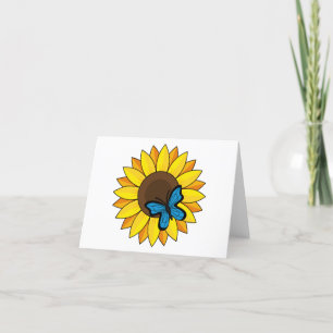 Sunflower and Blue Butterfly   Add Text Thank You Card