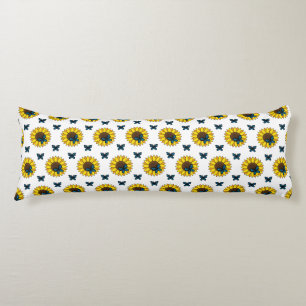 Sunflower and Blue Butterfly Body Pillow