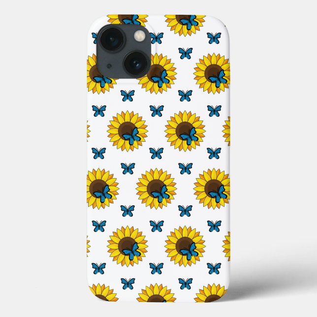 Sunflower and Blue Butterfly Case-Mate iPhone Case (Back)