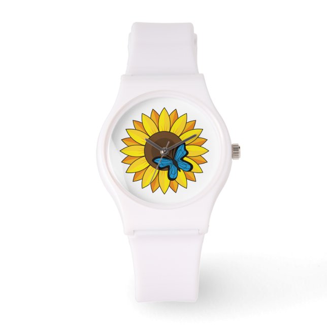 Sunflower and Blue Butterfly Watch (Front)
