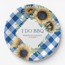 Sunflower and Blue Gingham I Do BBQ