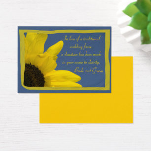 Sunflower and Blue Sky Wedding Charity Favour Card