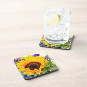 Sunflower and Blue Statice Coaster