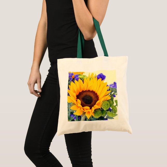 Sunflower and Blue Statice Tote Bag (Front (Product))
