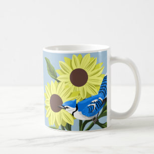 Sunflower and BlueJay Mug