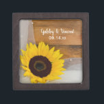 Sunflower and Bridal Veil Country Wedding Keepsake Box<br><div class="desc">Carry your wedding bands down the aisle in the charming Sunflower and Bridal Veil Country Wedding Gift Box Personalize it to create a keepsake gift for the newlyweds or bridesmaids. This casual yet classy custom wedding gift box features a quaint floral photograph of a yellow sunflower blossom and a white...</div>