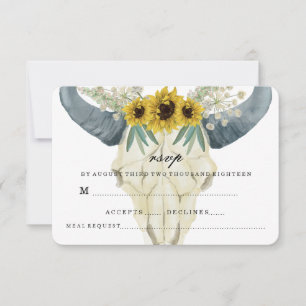 SUNFLOWER AND BULL WEDDING RSVP CARD