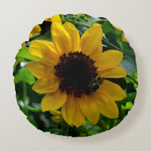 Sunflower and bumblebee Throw Pillow (16")
