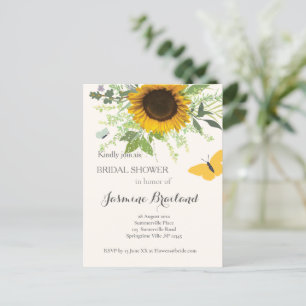 Sunflower and butterflies Bridal Shower   Invitation Postcard