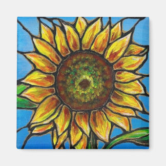 Sunflower and Butterfly Art--stained glass style! Magnet