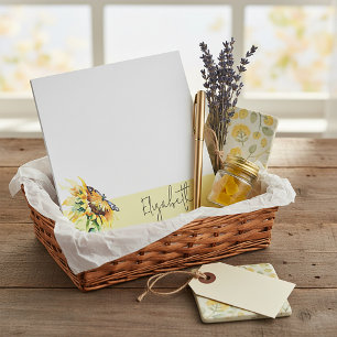 Sunflower and butterfly personalized notepad
