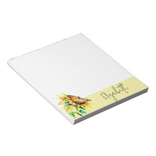 Sunflower and butterfly personalized notepad