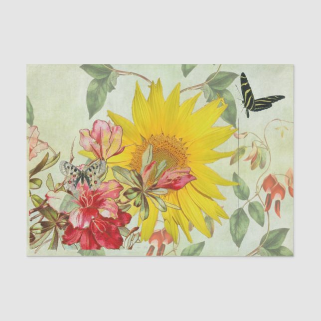 SUNFLOWER AND BUTTERFLY Tissue Paper (Front)