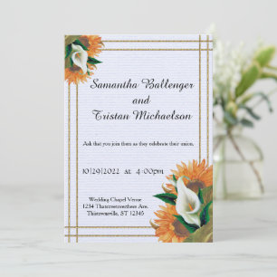Sunflower and Calla Lily Summer Wedding Invitation