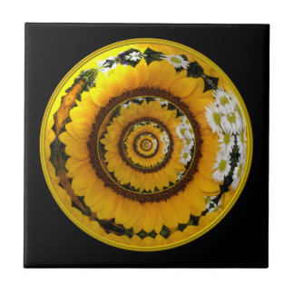 Sunflower and Daisies Under Glass Tile