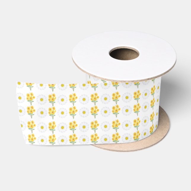 Sunflower and daisy  Satin Ribbon  (Spool)