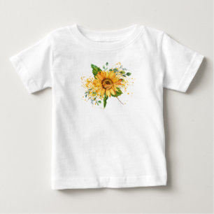 Sunflower and dragonfly splatter fall baby T-Shirt