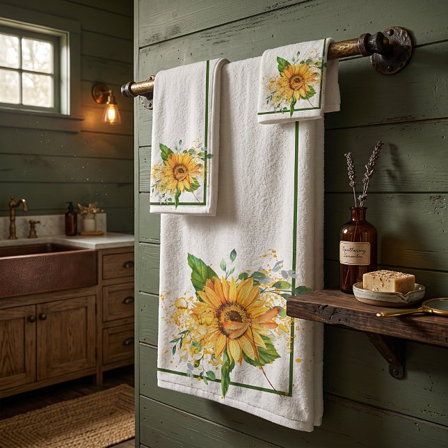 Sunflower and dragonfly splatter fall  bath towel set (Creator Uploaded)