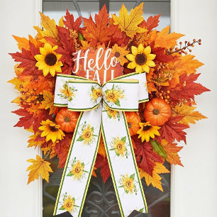 Sunflower and dragonfly splatter fall satin ribbon