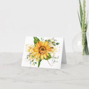 Sunflower and dragonfly splatter fall thank you card