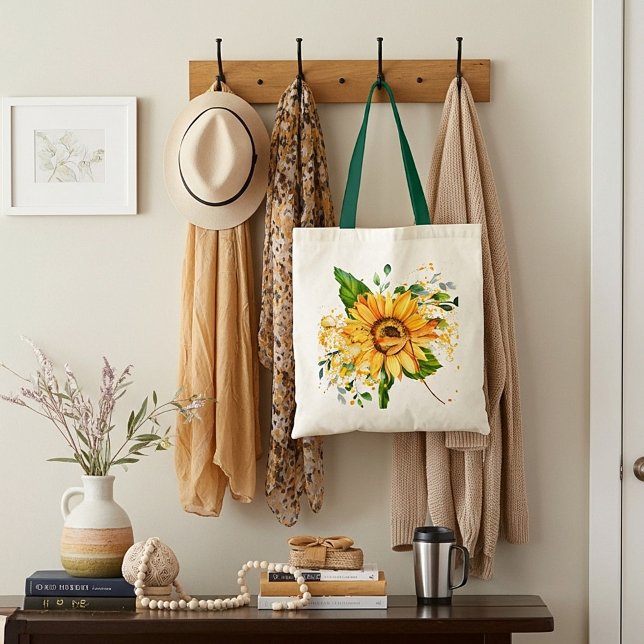 Sunflower and dragonfly splatter fall  tote bag (Creator Uploaded)