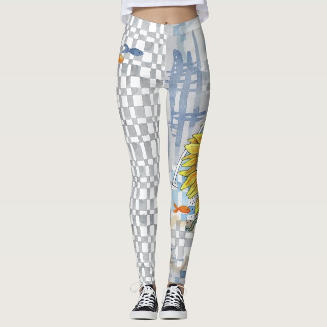Sunflower and Dreams Checks Leggings (Front)