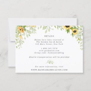 Sunflower and Greenery Wedding Details Card