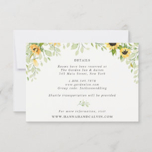 Sunflower and Greenery Wedding Details Card