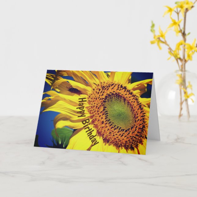 Sunflower And Guest Flower Birthday  Card (Yellow Flower)
