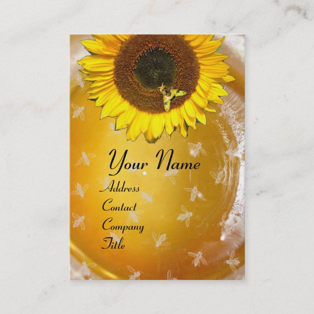 SUNFLOWER AND HONEY BEE ,BEEKEEPING, BEEKEPER BUSINESS CARD (Front)
