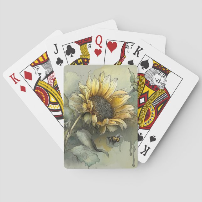 Sunflower and Honey Bee Playing Cards (Back)