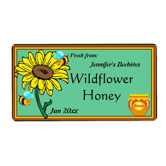 Sunflower and Honey Pot Shipping Label