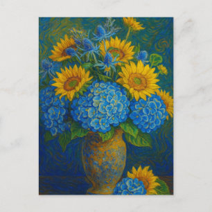Sunflower and Hydrangea Postcard