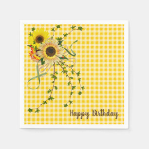 sunflower and ivy bouquet napkin