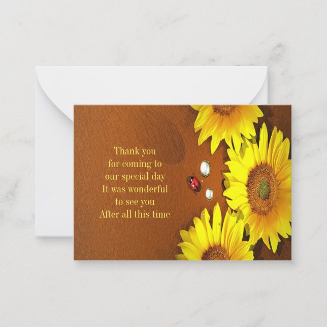 Sunflower And Ladybug Thank You Cards (Front)