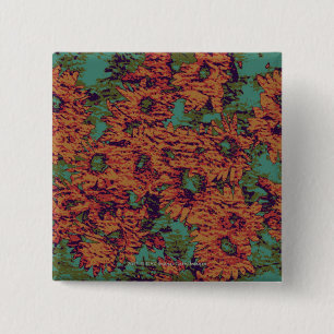 Sunflower and leaf camouflage pattern on 2 inch square button