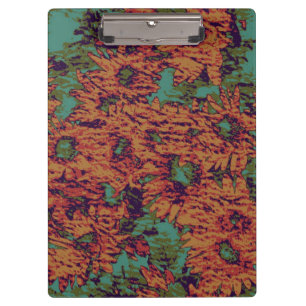 Sunflower and leaf camouflage pattern on clipboard