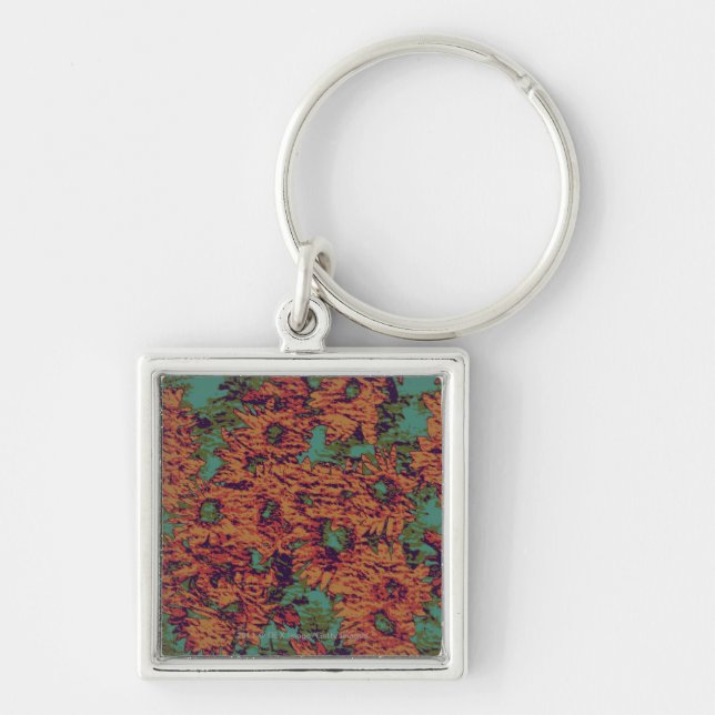 Sunflower and leaf camouflage pattern on keychain (Front)