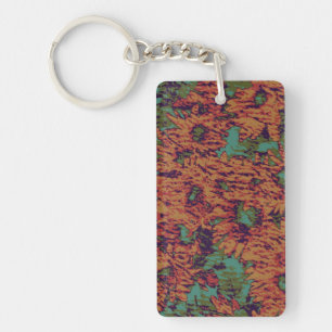 Sunflower and leaf camouflage pattern on keychain