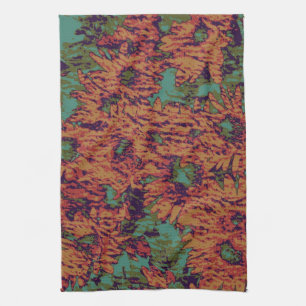Sunflower and leaf camouflage pattern on kitchen towel