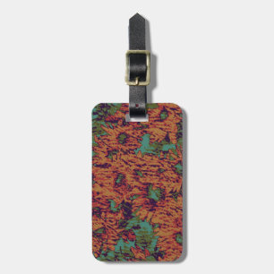 Sunflower and leaf camouflage pattern on luggage tag