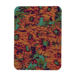 Sunflower and leaf camouflage pattern on magnet