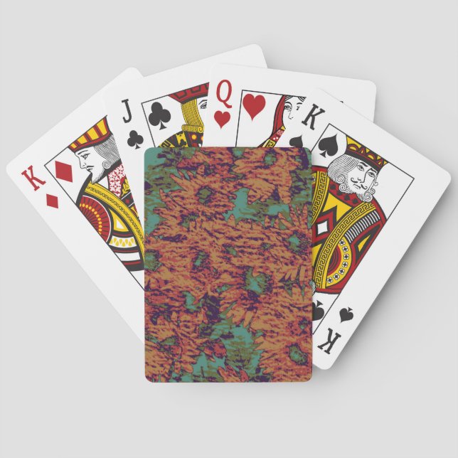 Sunflower and leaf camouflage pattern on playing cards (Back)