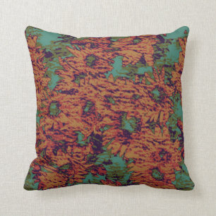 Sunflower and leaf camouflage pattern on throw pillow